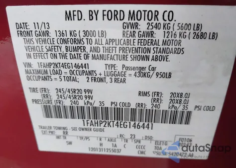 2014 Ford Taurus Sho z USA, uszkodzony, nr VIN 1FAHP2KT4EG146441